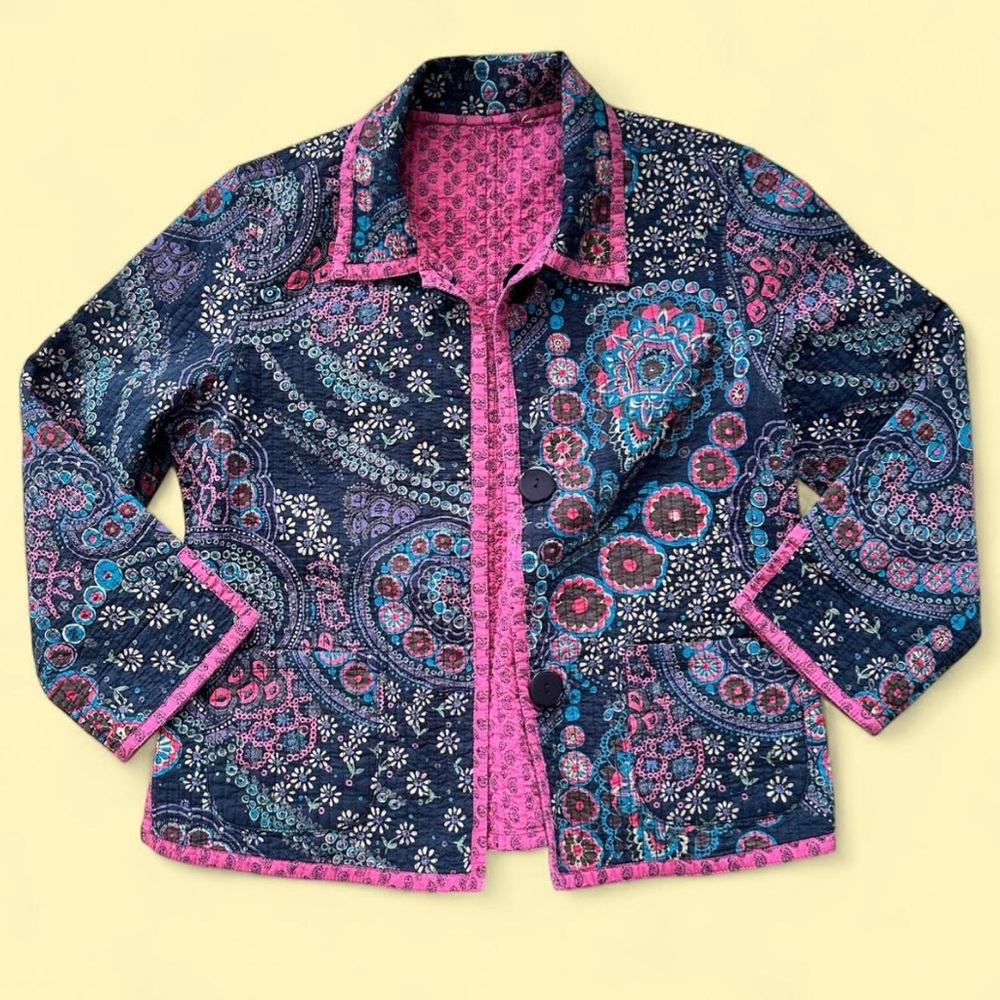Reversible Paisley Quilted Cropped Jacket, Grandmacore Artsy B2
